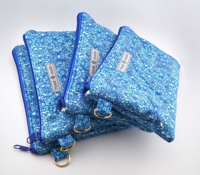 Blue Mosaic Quilted Cosmetic Pouch 