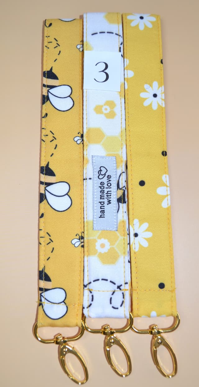 8" Honeybee Charm Wristlet KeychainTrio