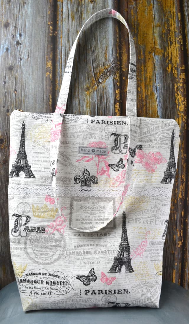Paris-Inspired Tote Bag with Bonus Wristlet 