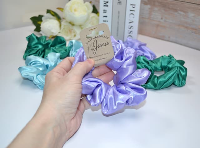 Satin Shine Scrunchie, Blues and Greens Collection