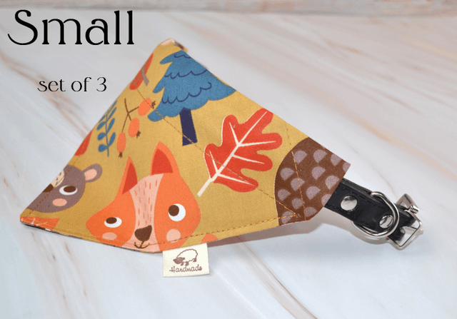 Woodland Friends Dog Bandana Set (Small, 3 Pack)