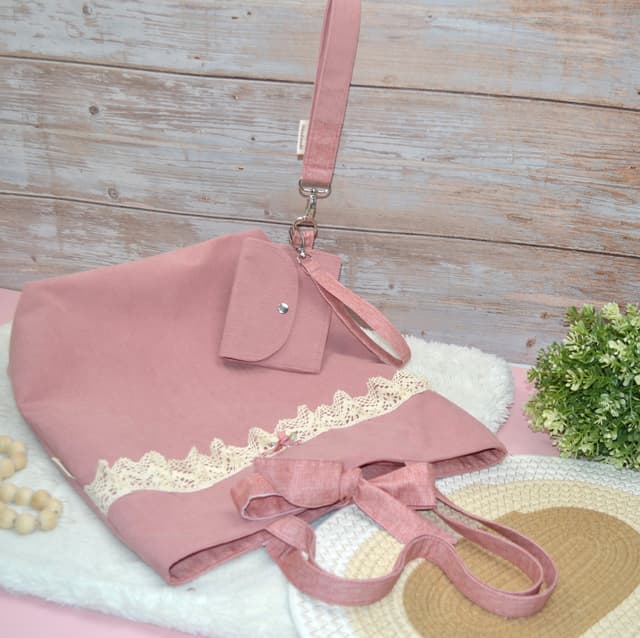 Cottage Rose Blush Corduroy Tote Trio