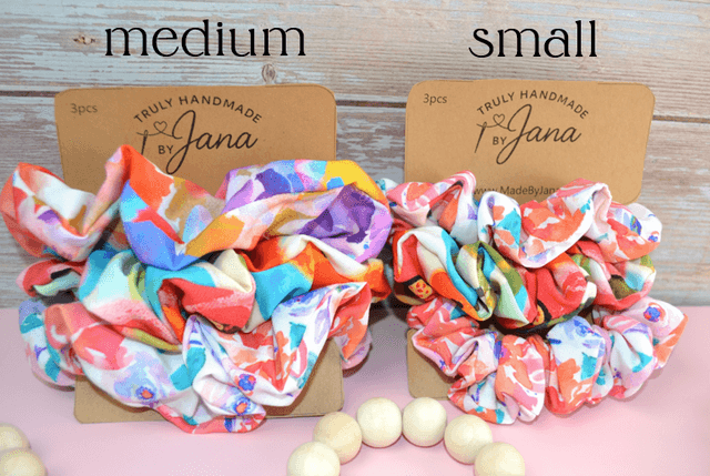 Watercolour Bloom Scrunchie Set Small or Medium