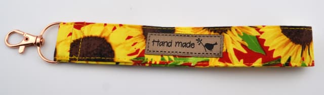Sunflower Days Fabric Wristlet Keychain 